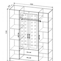 СОФИ СШК1600.1Шкаф 4-х ств с2мя зерк, 2 ящиками в Троицке - troick.mebel24.online | фото 2