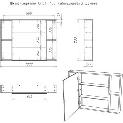 Шкаф-зеркало Craft 100 левый/правый Домино (DCr2206HZ) в Троицке - troick.mebel24.online | фото 11