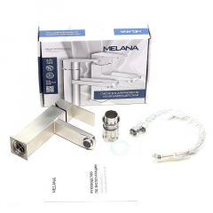 Смеситель д/ум MELANA-F610201 Cubo нерж.сталь, однорычажный, сатин, литой излив в Троицке - troick.mebel24.online | фото 3