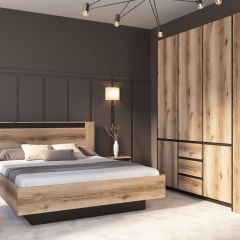 ПРАГА Спальный гарнитур Серия 3 (Дуб Делано/Дуб Венге) в Троицке - troick.mebel24.online | фото 3