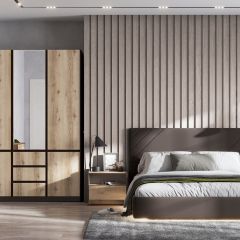ПРАГА Спальный гарнитур Серия 3 (Дуб Делано/Дуб Венге) в Троицке - troick.mebel24.online | фото 6