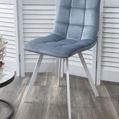 Стул CHILLI SQUARE G108-56 пудровый синий, велюр/ белый каркас М-City в Троицке - troick.mebel24.online | фото 6