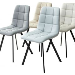 Стул CHILLI SQUARE HK017-02 серо-бежевый, PU/ черный каркас М-City в Троицке - troick.mebel24.online | фото 3