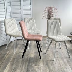 Стул ELVIS WZ2042-01 молочный фактурный велюр / белый каркас М-City в Троицке - troick.mebel24.online | фото 2
