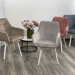 Стул MAVERICK 360 град. поворот. BLUVEL-40 BEIGE/ белый каркас, М-City в Троицке - troick.mebel24.online | фото 3