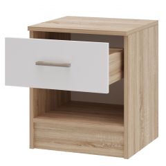 БЕАТРИС Тумба прикроватная (Дуб Сонома/Белый глянец) в Троицке - troick.mebel24.online | фото 2