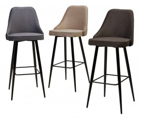 Барный стул NEPAL-BAR ГРАФИТ #14, велюр/ черный каркас (H=78cm) М-City в Троицке - troick.mebel24.online | фото 3