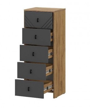 БАЙКАЛ Комод (5 ящиков) Графит/Дуб золотой в Троицке - troick.mebel24.online | фото 2