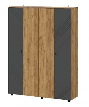 БАЙКАЛ Шкаф четырехстворчатый (Графит/Дуб золотой) в Троицке - troick.mebel24.online | фото