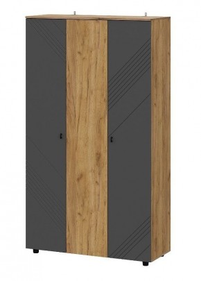 БАЙКАЛ Шкаф трехстворчатый (Графит/Дуб золотой) в Троицке - troick.mebel24.online | фото