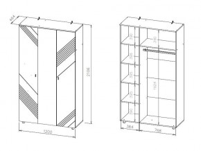 БАЙКАЛ Шкаф трехстворчатый (Графит/Дуб золотой) в Троицке - troick.mebel24.online | фото 3