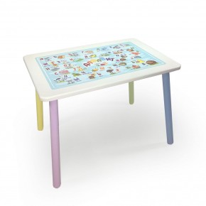 Детский стол с накладкой Алфавит (Белый/Цветной) в Троицке - troick.mebel24.online | фото