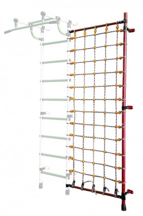 Дополнительная стойка к пристенному ДСК с сеткой для лазания, цв. красный в Троицке - troick.mebel24.online | фото