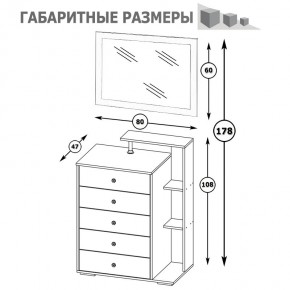 Камелия Комод + Зеркало, цвет белый, ШхГхВ 80х46,8х178 см., НЕ универсальная сборка в Троицке - troick.mebel24.online | фото 6