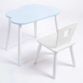 Комплект детский стол ОБЛАЧКО и стул КОРОНА ROLTI Baby (голубая  столешница/белое сиденье/белые ножки) в Троицке - troick.mebel24.online | фото