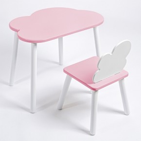 Комплект детский стол ОБЛАЧКО и стул ОБЛАЧКО ROLTI Baby (розовая столешница/розовое сиденье/белые ножки) в Троицке - troick.mebel24.online | фото