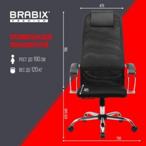Кресло BRABIX PREMIUM "Ultimate EX-800" хром, плотная двойная сетка Х2, черное, 532911 в Троицке - troick.mebel24.online | фото 6