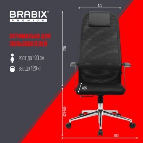 Кресло BRABIX PREMIUM "Ultimate EX-801" хром, плотная двойная сетка Х2, черное, 532917 в Троицке - troick.mebel24.online | фото 7