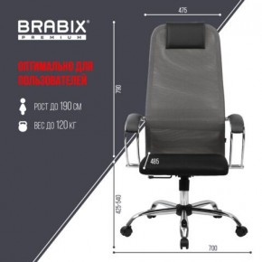 Кресло офисное BRABIX PREMIUM "Ultimate EX-800" хром, плотная двойная сетка Х2, черное/серое, 532912 в Троицке - troick.mebel24.online | фото 3