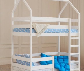 Кровать-домик двухъярусная 80*160 Белый в Троицке - troick.mebel24.online | фото 6