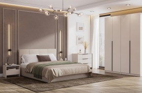 Кровать двойная №4 с основанием (Бежевый) в Троицке - troick.mebel24.online | фото 3