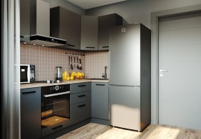 Кухня угловая Антрацит 2200х1000 (Стол. 38мм) в Троицке - troick.mebel24.online | фото 1