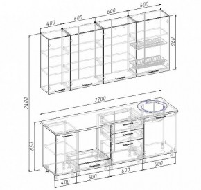 Кухонный гарнитур Антрацит 2200 (Стол. 26мм) в Троицке - troick.mebel24.online | фото 3