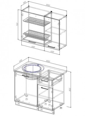 Кухонный гарнитур Бланка 1000 (Стол. 26мм) в Троицке - troick.mebel24.online | фото 2