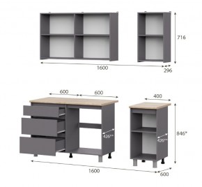 Кухонный гарнитур ДЕНВЕР (1600) Графит серый/Дуб Сонома в Троицке - troick.mebel24.online | фото 2