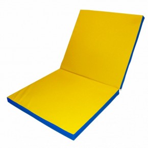 Мат гимнастический 2х1х0,1м складной цв. синий-желтый в Троицке - troick.mebel24.online | фото