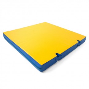 Мат гимнастический 1х1х0,1м с вырезом под стойки цв. синий-желтый в Троицке - troick.mebel24.online | фото