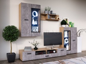 Нэнси New Тумба ТВ ЛДСП (2дв.+1ящ.) Бетон светлый/Сонома в Троицке - troick.mebel24.online | фото 3
