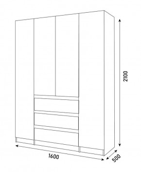 ПАРУС Шкаф 4-х ств. 1600 в Троицке - troick.mebel24.online | фото 3