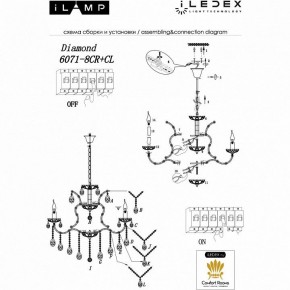 Подвесная люстра iLamp Diamond 6071-8 CR+CL в Троицке - troick.mebel24.online | фото 2