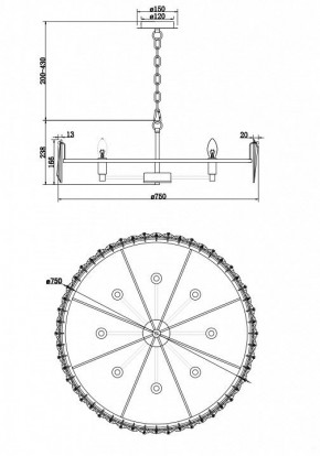 Подвесной светильник Maytoni Puntes MOD043PL-08G в Троицке - troick.mebel24.online | фото 4