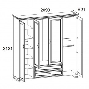 Шкаф 4D2S Z, TIFFANY, цвет вудлайн кремовый в Троицке - troick.mebel24.online | фото 1