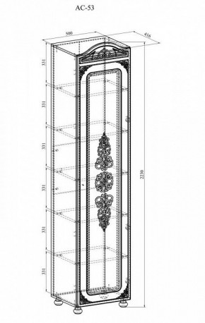 Шкаф для белья Ассоль АС-53К в Троицке - troick.mebel24.online | фото 3