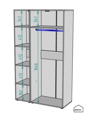 Шкаф Linnea MHR-3-1 2050х1200х510 (Графит-М 11.1.25) в Троицке - troick.mebel24.online | фото 3