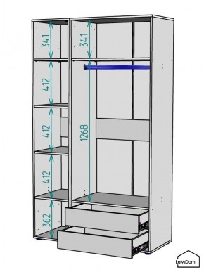 Шкаф Linnea MHR-3-2 2050х1200х510 (ДВ-М 11.1.25) в Троицке - troick.mebel24.online | фото 3
