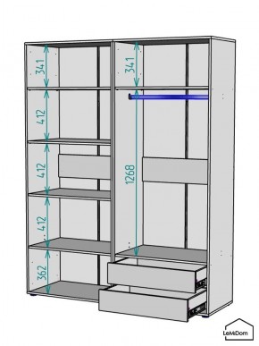 Шкаф Linnea MHR-4PO-2 2050х1600х510 (Белый-М 11.1.1) в Троицке - troick.mebel24.online | фото 3
