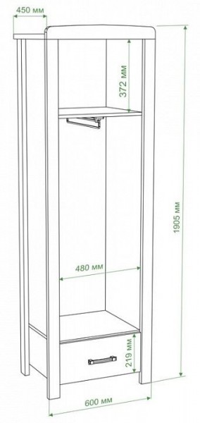 Шкаф платяной Бартоло Ш1Д в Троицке - troick.mebel24.online | фото 2