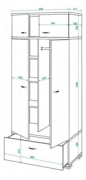 Шкаф платяной Домино КС-20 в Троицке - troick.mebel24.online | фото 3