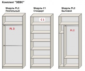 Шкаф распашной серия «ЗЕВС» (PL3/С1/PL2) Серый камень/Небраска натуральный в Троицке - troick.mebel24.online | фото 2