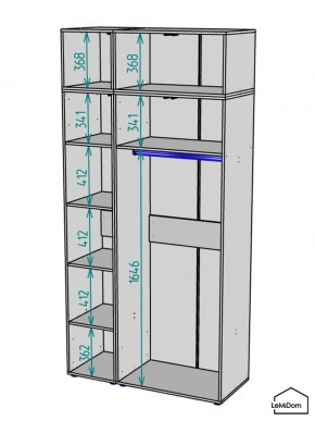 Шкаф с антресолью Linnea MHR-3A-1 2450х1200х510 (Графит-М 11.1.25) в Троицке - troick.mebel24.online | фото 3