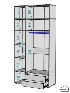 Шкаф с антресолью Linnea MHR-3A-2 2450х1200х510 (Графит-М 11.1.25) в Троицке - troick.mebel24.online | фото 3