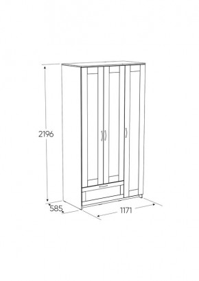 Шкаф СИРИУС трехдверный с одним выдвижным ящиком, цвет Белый в Троицке - troick.mebel24.online | фото 2