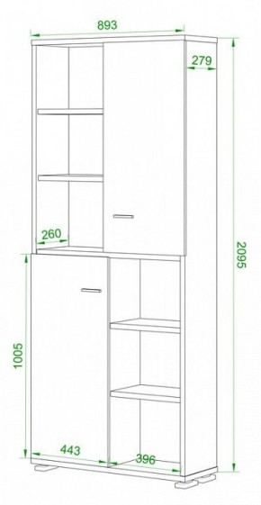Стеллаж комбинированный Домино ПУ-30-2 в Троицке - troick.mebel24.online | фото 2