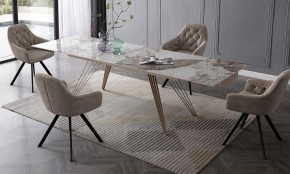 Стол ACERRA NEW 160 GLOSS LUXURY PANDORA SOLID CERAMIC/ каркас цвета шампань, ®DISAUR в Троицке - troick.mebel24.online | фото 3