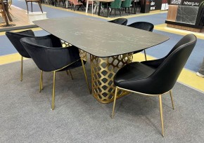 Стол CHIAVARI 220 KL-116 Черный мрамор матовый, итальянская керамика / бронзовый, ®DISAUR в Троицке - troick.mebel24.online | фото 2