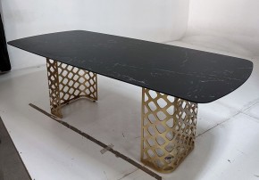 Стол CHIAVARI 220 KL-116 Черный мрамор матовый, итальянская керамика / бронзовый, ®DISAUR в Троицке - troick.mebel24.online | фото 4